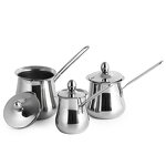 Turkish Coffee Pot Manufacturer - Modern Stainless Steel with Long Handle and lid Stove for Milk