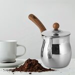 Turkish Coffee Pot Manufacturer - Stainless Steel with Lid Hot Beverage Milk Warmer Arabic Metal Cezve Ibrik Maker Set for Induction