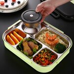 Lunch Box Manufacturer - Easy Clean BPA Free Adult Office Stainless Steel Leakproof Divided with 4/5 Compartment