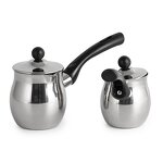 Turkish Coffee Pot Manufacturer - Stainless Steel with Lid Hot Beverage Milk Warmer Arabic Metal Cezve Ibrik Maker Set for Induction