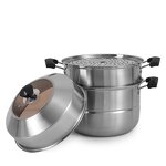 Steamer Pot Manufacturer - Large Capacity 3 Layers Steamer Composition Bottom Induction Cookware Commercial Big Cooking Kitchenware