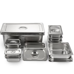 Food Pan Sets Manufacturer - Restaurant Hotel with Lid for Food Storage Steam Warmer Stainless Steel Prep Long 1/1 Perforated GN Pan