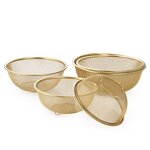 Filter Basket Manufacturer - Kitchen Multi Purpose Fruit Vegetable 5pcs Stainless Steel Mesh Strainer Set With Metal Standing Bottom