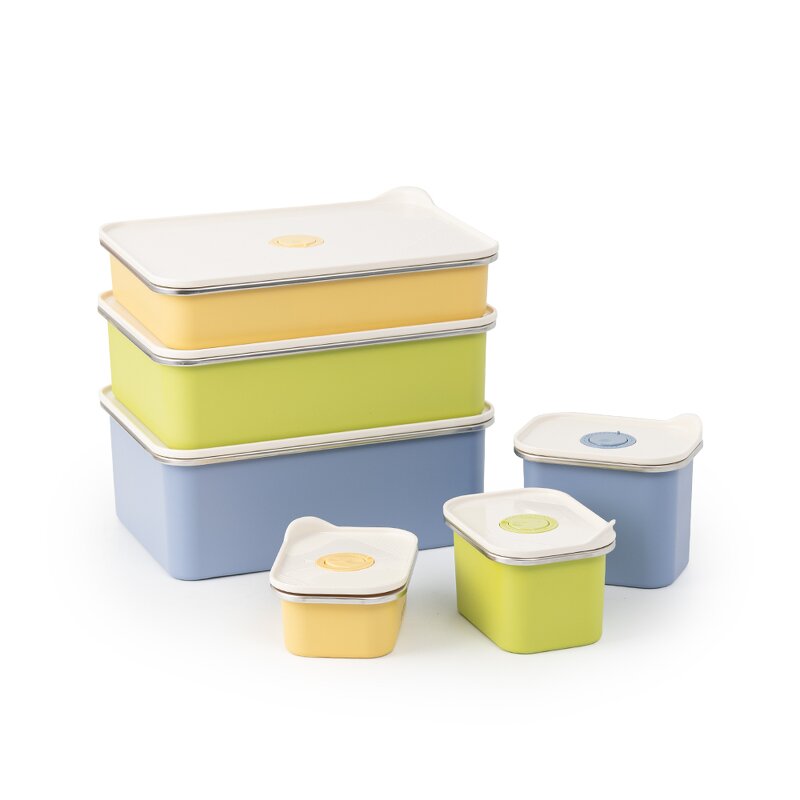 Food Storage Sets Manufacturer - Extra Large Colored to Go Airtight Rectangular Stainless Steel with Seal Plastic Lid Date Tracker