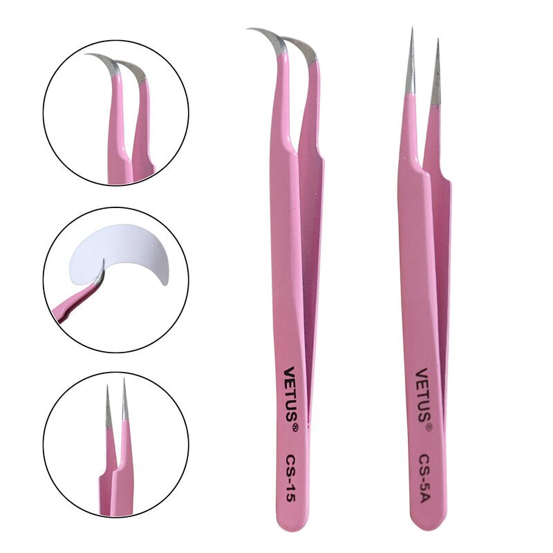 Eyelash Extension Tweezers Manufacturer - Hot Sale Pink Blue Black Gold Safety Product for Eyelash Extensions