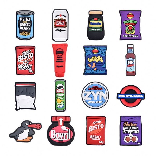 2D Soft PVC Shoe Charms Manufacturer - Cute British Anime & Custom Food Designs