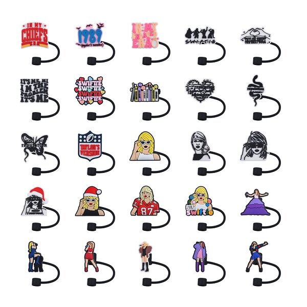 Reusable Straw Bar Accessories - 10mm Plastic Christmas with Topper