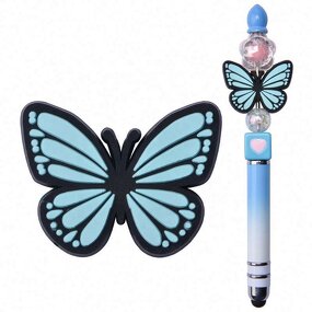 Cartoon LIP Butterfly Silicone Beads - BPA Free Character Focal Beads for Pens
