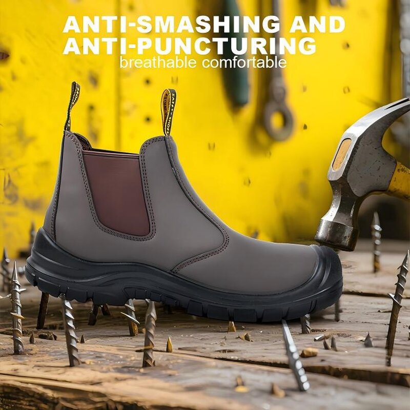 Anti-Static Safety Boots - Genuine Leather Steel Toe for Factory Use