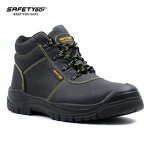S3 Men's Water-Proof Safety Boots - Durable Steel Toe Black Leather Upper