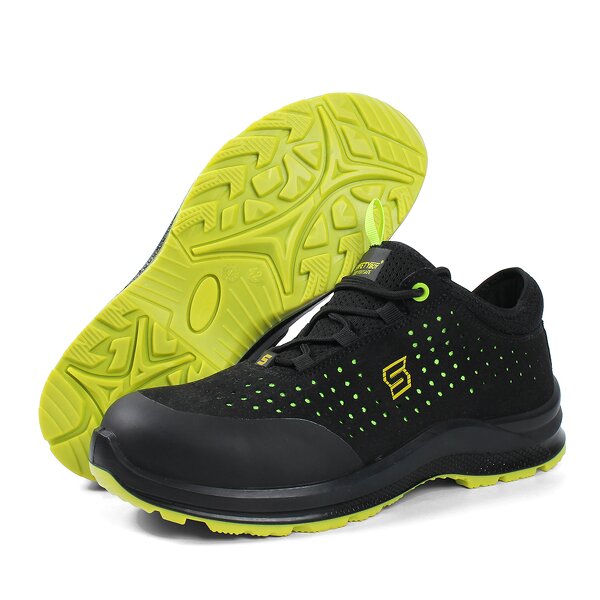 Steel Toe Safety Shoes - Breathable Leather Upper Knit Mesh Electrical Insulation