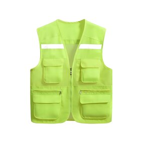 Construction Security Jacket - Breathable Mesh Multi-Pockets Zipper