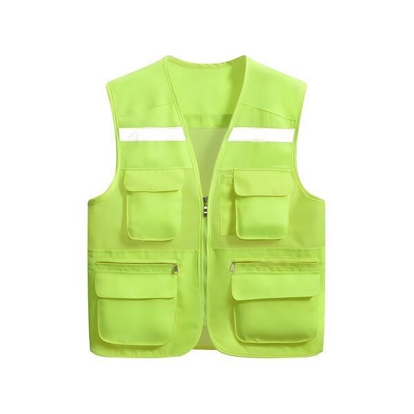 Construction Security Jacket - Breathable Mesh Multi-Pockets Zipper