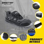 Men's Steel Toe Boots - Low Cut Sports Soft Leather Microfiber Suede Anti-Slip