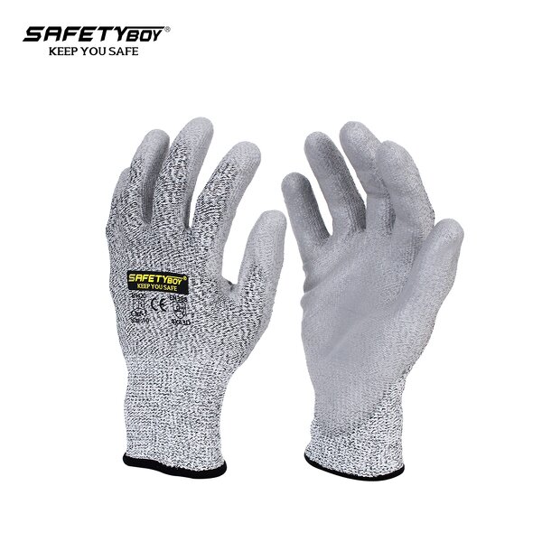 YL1104 Safety Gloves - Level C Breathable PU-coated Kevlar Textured 8-10inch