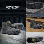 S3 Men's Water-Proof Safety Boots - Durable Steel Toe Black Leather Upper