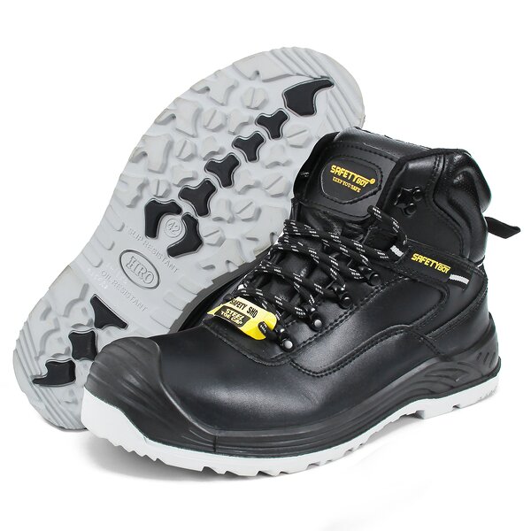 Steel Toe Safety Boots - Premium Genuine Leather Anti-Slip Sole