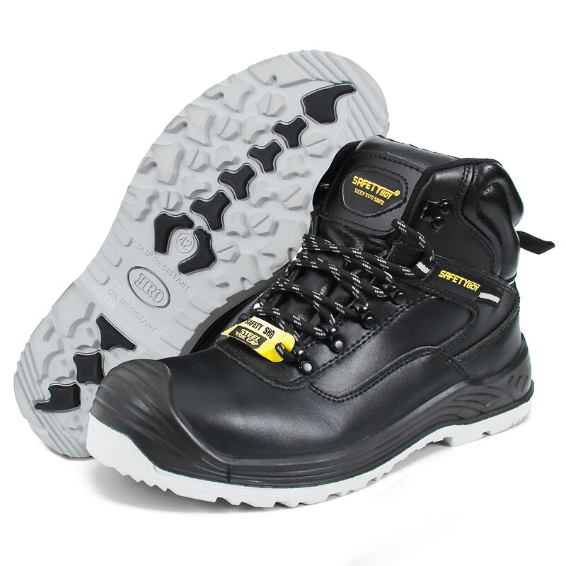 Steel Toe Safety Boots - Premium Genuine Leather Anti-Slip Sole