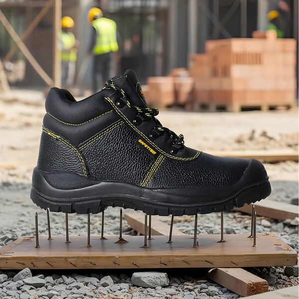 S3 Men's Water-Proof Safety Boots - Durable Steel Toe Black Leather Upper