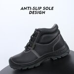 Unisex Work Boots - Slip-Resistant Steel Toe Puncture-Proof Genuine Leather