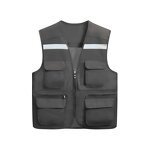 Construction Security Jacket - Breathable Mesh Multi-Pockets Zipper