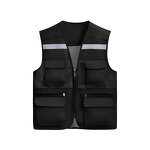 Construction Security Jacket - Breathable Mesh Multi-Pockets Zipper