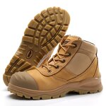 Leather Safety Shoes - Brown Light-Weight Non-Slip Oil-Proof for Construction Workers