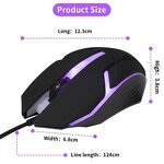 Wired Gaming Mouse - Ergonomic RGB 3D Mini USB LED Backlit for PC Gamers