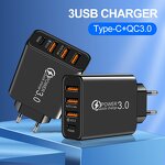 Mobile Phone Charger - 4-Port Dual C+USB Type-C 5W/10W Output for Earphones PD