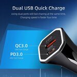 Car Charger - Dual Port 20W PD Quick Charge 3.0 USB C OTP 5v/2.4A Earphones