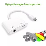 Audio Splitter Converter - 2-in-1 Type C to 3.5mm Jack Charging OTG for Laptop