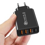 USB Plug Charger - Quick Charge 5V 3.1A QC3.0 EU US UK 3-Port Travel Wall PD