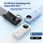 Portable Charger - Custom Logo 10000mAh USB C 22.5W with Retractable Cable