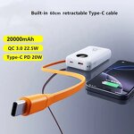 Power Bank - Custom Slim 10000mAh 22.5W Fast with Retractable Cable 20000mAh