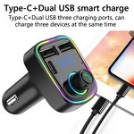 Car MP3 Player Kit - C3 Dual USB with FM Transmitter Handsfree Colorful Light
