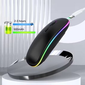 Wireless Mouse - Portable Silent Cordless Rechargeable LED Dual Mode for Laptop