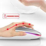 Wireless USB Mouse - Slim Portable 2.4G 3D Mini Backlit Luminous Rechargeable