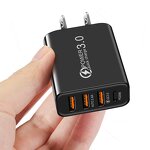 USB Plug Charger - Quick Charge 5V 3.1A QC3.0 EU US UK 3-Port Travel Wall PD