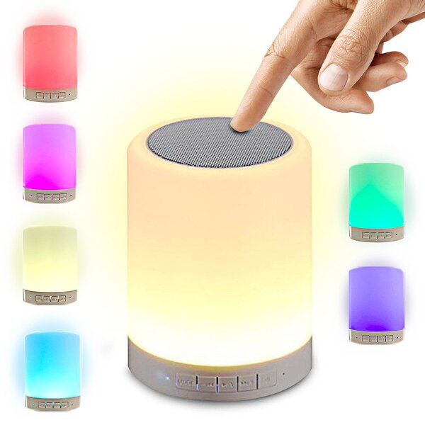 Lamp Speaker - Audio Cable Colorful Lighting Touch Control Super Bass AUX Wireless