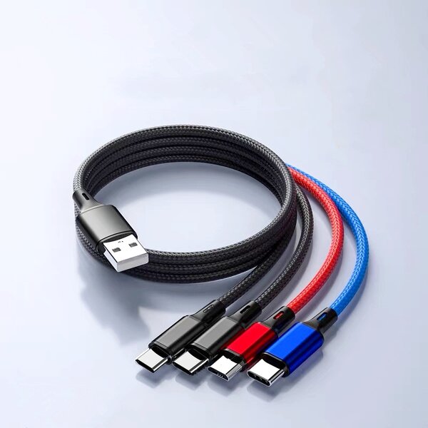 Type C Cable - 4-in-1 Nylon Jacket Android Charger with Earphone Compatible