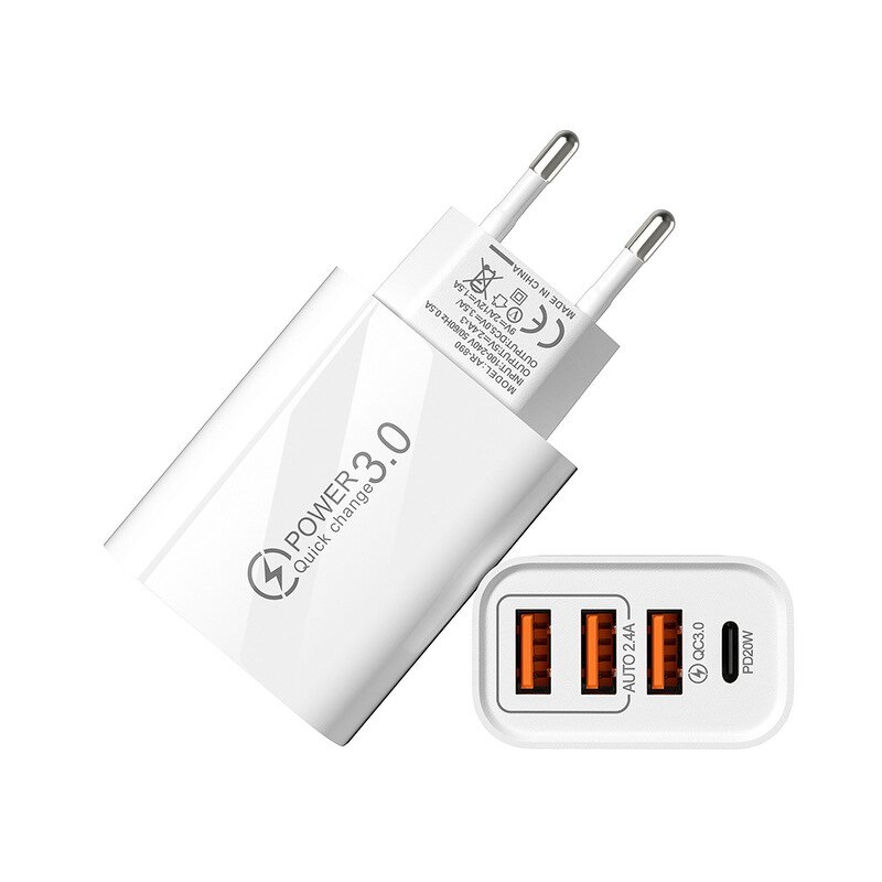 Wall Travel Charger - 20W Custom PD USB-C 3 USB Port Home Use for Mobile Phones