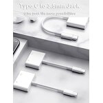 Audio Splitter Converter - 2-in-1 Type C to 3.5mm Jack Charging OTG for Laptop