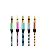 Audio Jack Cable - Nylon 3.5mm-3.5mm Female-Male Connector Adapter Cable