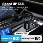 Car Charger - 38W USB+PD 3.1A Fast Aluminum Alloy Steel OTP OVP 9V/2A