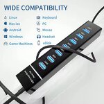 USB Hub Adapter - 7 Ports High Speed USB3.0 7 in 1 for Laptop