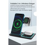 Wireless Charger Station - Portable 3-in-1 Folding Magnetic for Desktop 7W OTP