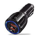 Car Phone Charger - 2*USB Quick Charge QC3.0 for Smart Phones