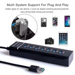 USB Hub Adapter - 7 Charging Ports USB3.0 High Speed Data Transfer for PC
