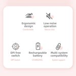 Wireless USB Mouse - Colorful Mute with LED Backlit Luminous for Gaming Office