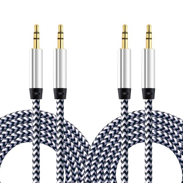 Audio Jack Cable - Nylon 3.5mm-3.5mm Female-Male Connector Adapter Cable